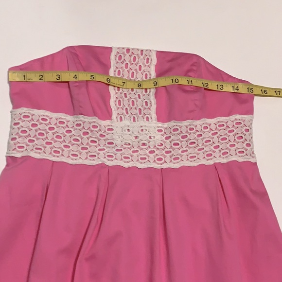 Lilly Pulitzer Dress Strapless Pink and White Appliqué Size 6 - Picture 6 of 12